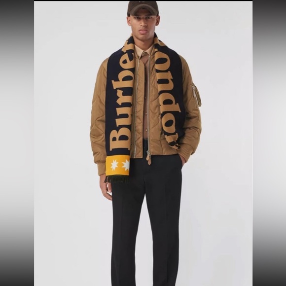 *NEW* Burberry Logo Wool Silk Jacquard Scarf - Picture 2 of 5